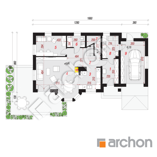 Проект дома ARCHON+ Дом в авокадо (Г) вер.2 План першого поверху