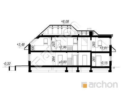 Проект дома ARCHON+ Дом в авокадо (Г) вер.2 Розріз будинку