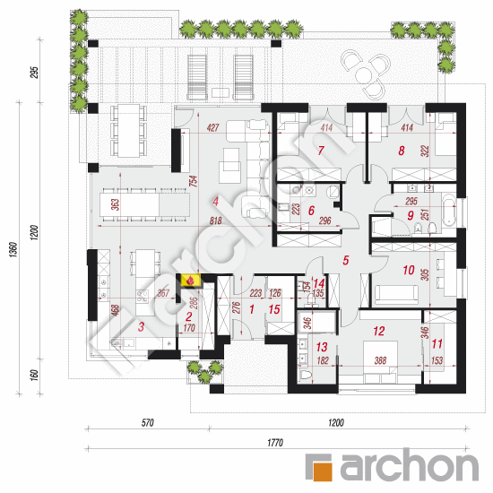 Проект дома ARCHON+ Дом в подснежниках 3 План першого поверху