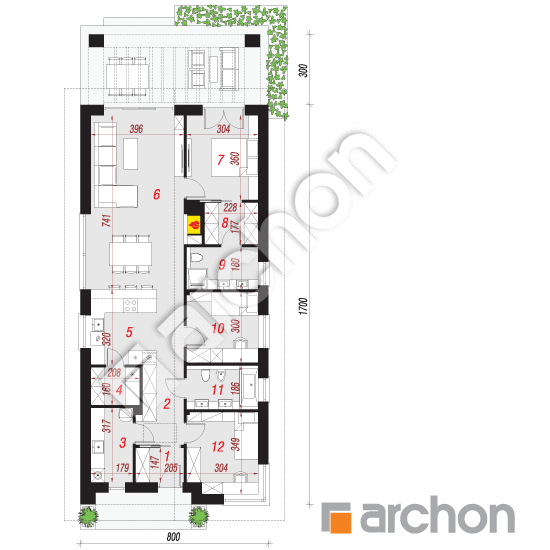Проект дома ARCHON+ Дом под апельсином 3 План першого поверху