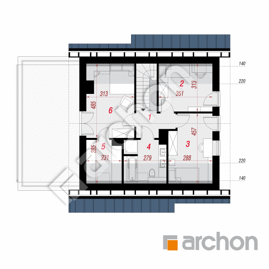 Проект дома ARCHON+ Дом миниатюрка (ГН) План мансандри