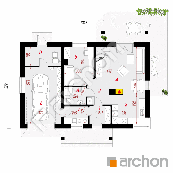 Проект будинку ARCHON+ Будинок мініатюрка (ГН) План першого поверху