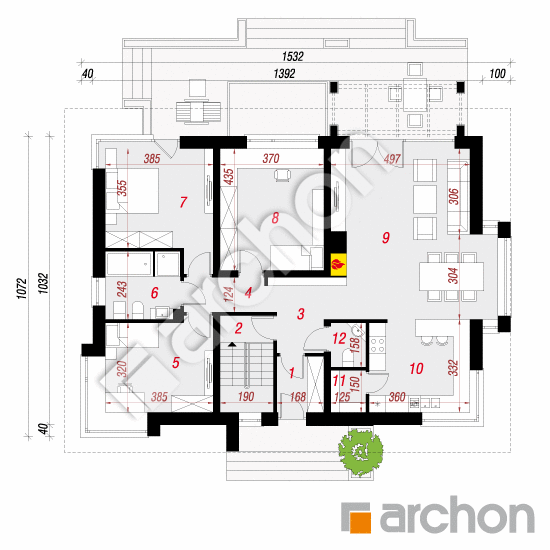 Проект дома ARCHON+ Дом под красной рябиной (ПН) вер.2 План першого поверху