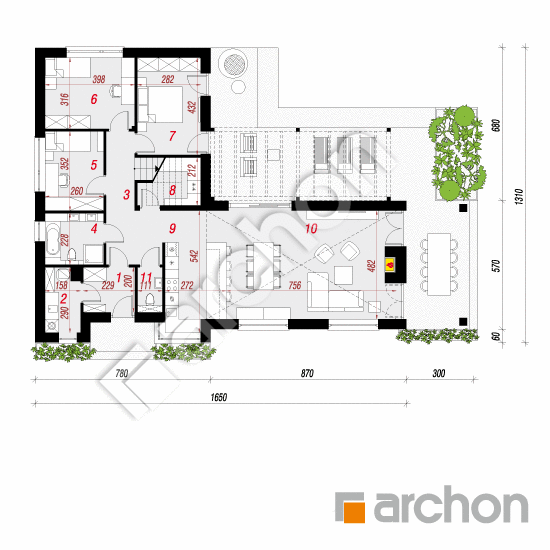 Проект будинку ARCHON+ Будинок в мажанках 2 вер.2 План першого поверху