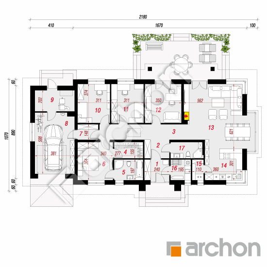 Проект дома ARCHON+ Дом в гаурах 4 (Н) План першого поверху