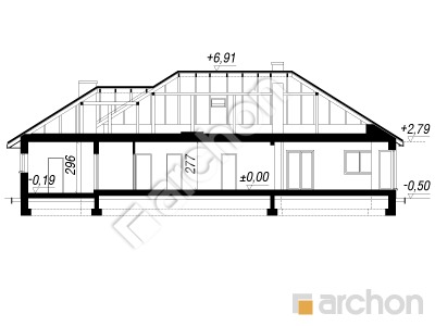 Проєкт будинку ARCHON+ Будинок в гаурах 4 (Н) Розріз будинку