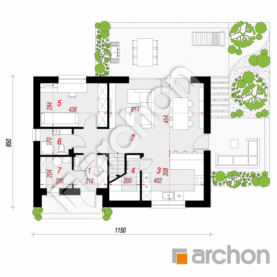 Проект дома ARCHON+ Дом в малиновках 14 План першого поверху