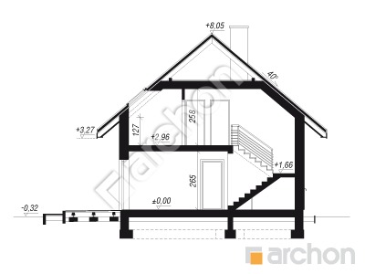 Проєкт будинку ARCHON+ Будинок в малинівці 14 Розріз будинку
