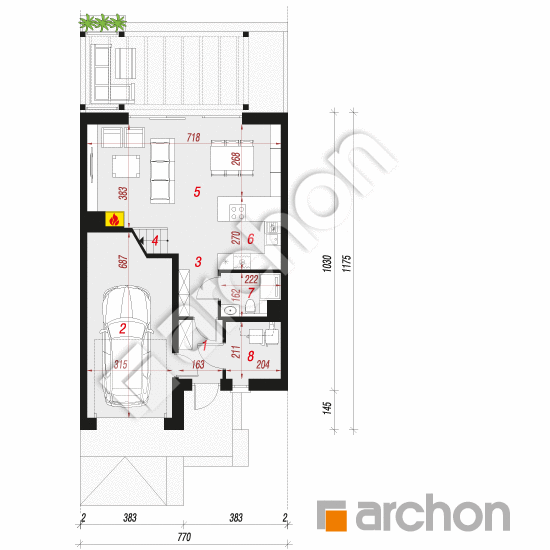 Проект дома ARCHON+ Дом в нарциссах (С) План першого поверху