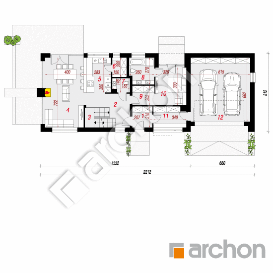 Проект будинку ARCHON+ Будинок у лаврах (Г2П) План першого поверху
