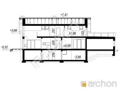 Проект дома ARCHON+ Дом в лаврах (Г2П) Розріз будинку