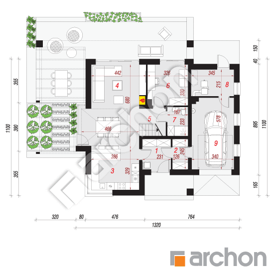 Проект будинку ARCHON+ Будинок в аморфах 2 План першого поверху