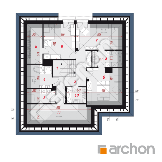 Проект будинку ARCHON+ Будинок в бзах 2 (Г2) План мансандри