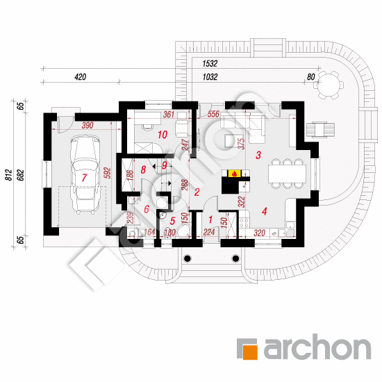 Проект дома ARCHON+ Дом в вербенах вер. 2 План першого поверху