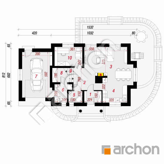 Проект дома ARCHON+ Дом в вербене вер. 2 План першого поверху