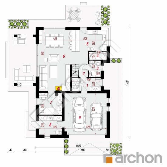 Проект дома ARCHON+ Дом в аурорах 16 (Г2) План першого поверху