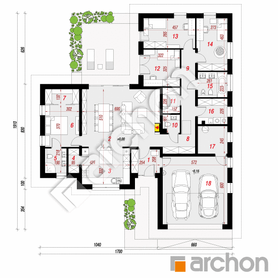 Проект дома ARCHON+ Дом в навлоциях 2 (Г2) План першого поверху