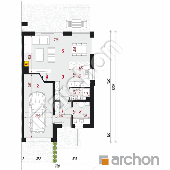 Проект будинку ARCHON+ Будинок у клематисах 27 (Б) План першого поверху