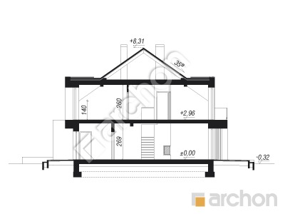 Проєкт будинку ARCHON+ Будинок у клематисах 27 (Б) Розріз будинку