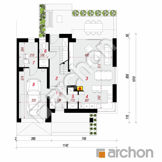 Проект дома ARCHON+ Вилла Констанция (Б) План першого поверху