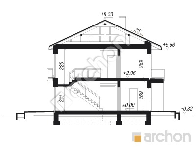 Проєкт будинку ARCHON+ Вілла Констанція (Б) Розріз будинку