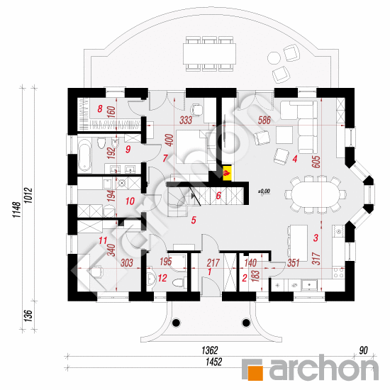 Проект дома ARCHON+ Дом под красной рябиной 5 вер.2 План першого поверху