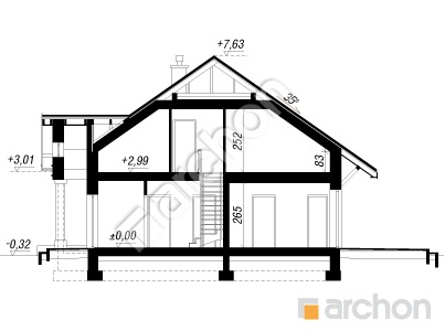 Проект дома ARCHON+ Дом под красной рябиной 5 вер.2 Розріз будинку