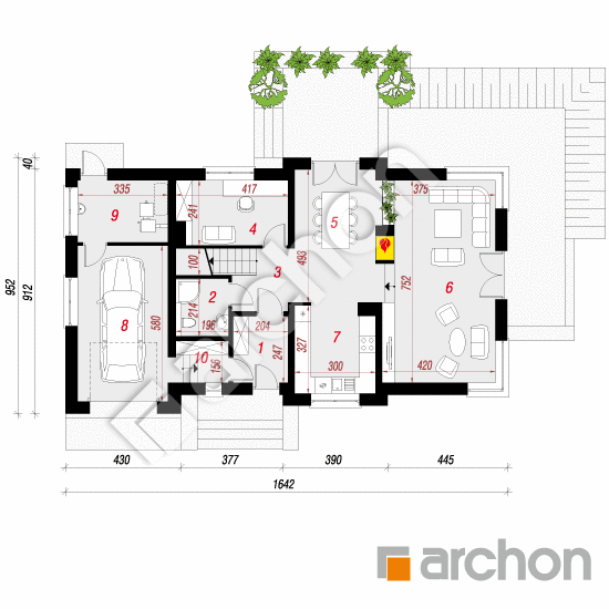 Проект дома ARCHON+ Дом в молиниях вер.2 План першого поверху