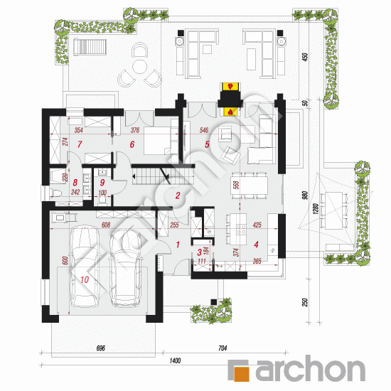 Проект дома ARCHON+ Дом в первоцветах 2 (Г2П) План першого поверху