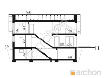 Проект дома ARCHON+ Дом в первоцветах 2 (Г2П) Розріз будинку