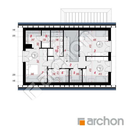Проект дома ARCHON+ Дом под персиками (Г2Е) План мансандри