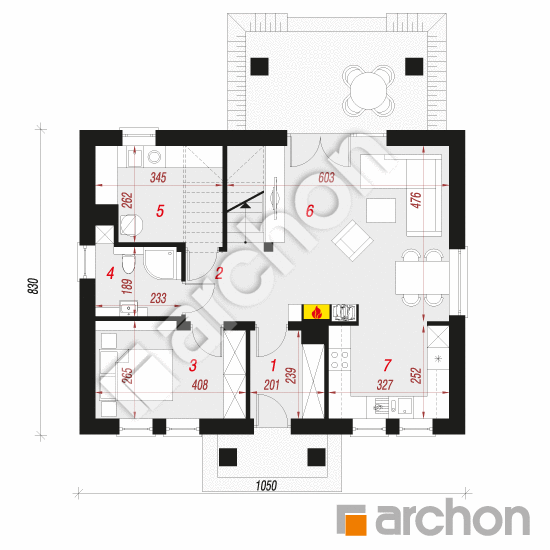 Проект дома ARCHON+ Дом под вербой (Т) План першого поверху