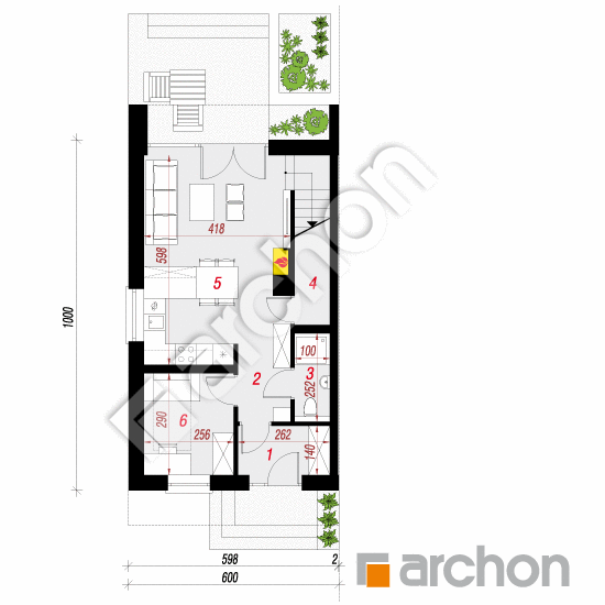 Проект дома ARCHON+ ДОМ В ТУНБЕРГИЯХ 4 (Б) План першого поверху