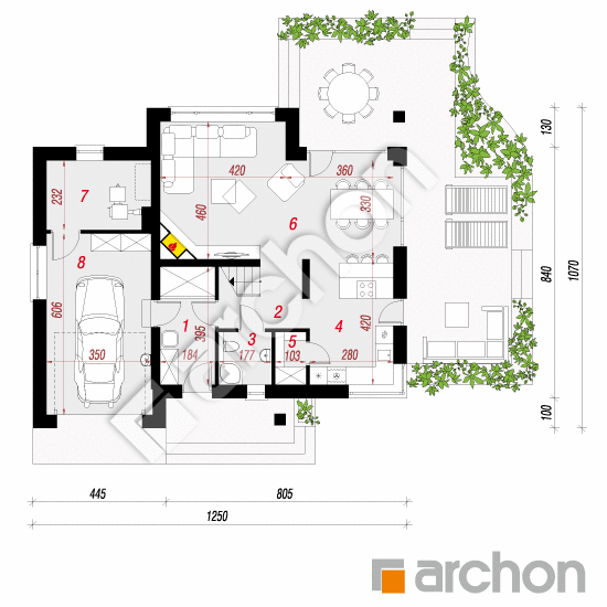 Проект будинку ARCHON+ Будинок в аурорах План першого поверху
