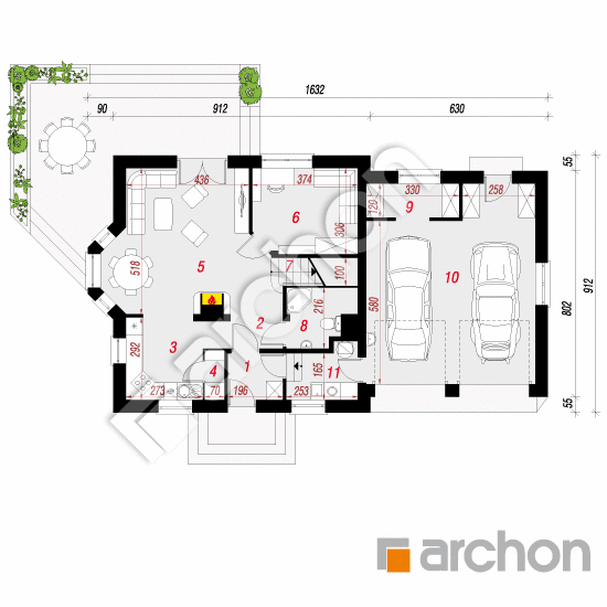 Проект будинку ARCHON+ Будинок в рододендронах 6 (Г2) вер.2 План першого поверху