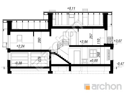Проєкт будинку ARCHON+ Будинок в рододендронах 6 (Г2) вер.2 Розріз будинку
