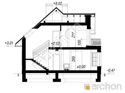 Проєкт будинку ARCHON+ Будинок в авокадо 2 Розріз будинку