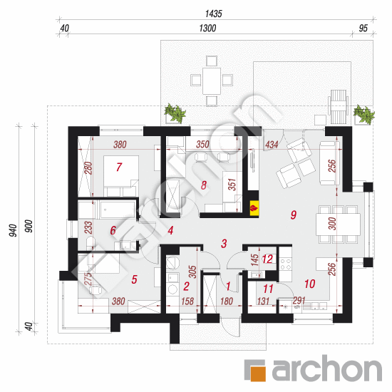 Проект будинку ARCHON+ Будинок під червоною горобиною 7 вер.2 План першого поверху