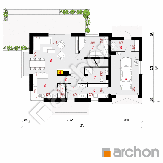 Проект дома ARCHON+ Дом в нектаринах 2 (Н) План першого поверху