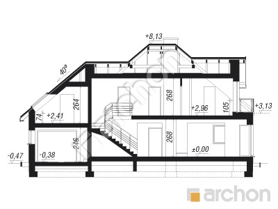 Проект дома ARCHON+ Дом в нектаринах 2 (Н) Розріз будинку