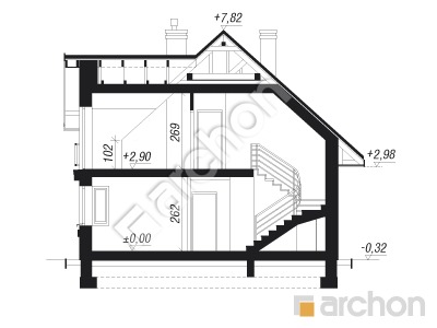 Проект дома ARCHON+ Дом в фуксиях 3 вер.2 Розріз будинку
