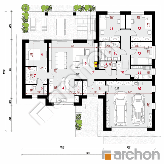 Проект будинку ARCHON+ Будинок в навлоціях 6 (Г2) План першого поверху