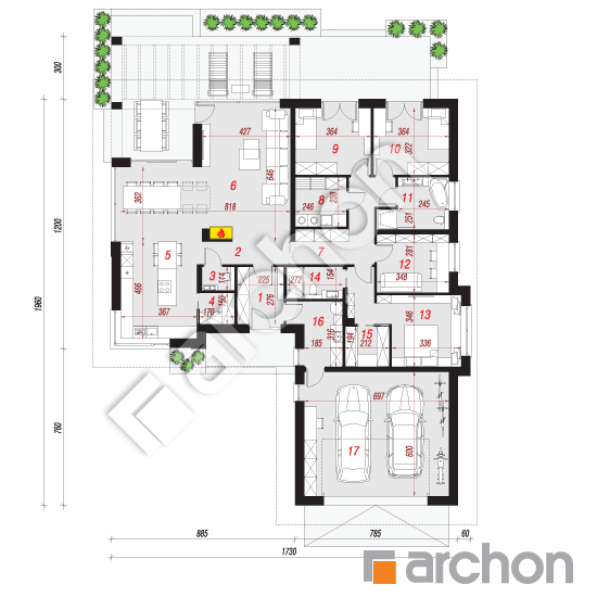 Проект дома ARCHON+  Дом в подснежниках 2 (Г2) План першого поверху
