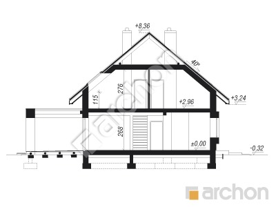 Проєкт будинку ARCHON+ Будинок у гвоздиках (Г2А) Розріз будинку