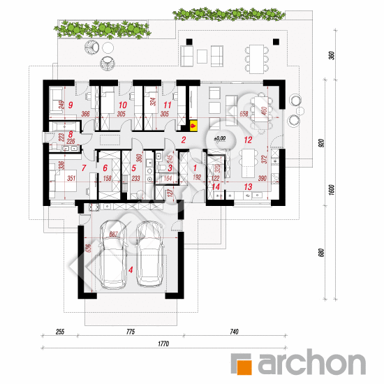 Проект дома ARCHON+ Дом в барбарисах 3 (Г2Е) План першого поверху