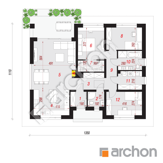 Проект дома ARCHON+ Дом в сантанах План першого поверху
