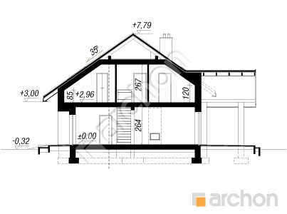 Проєкт будинку ARCHON+ Будинок в аурорах 7 (Е) Розріз будинку