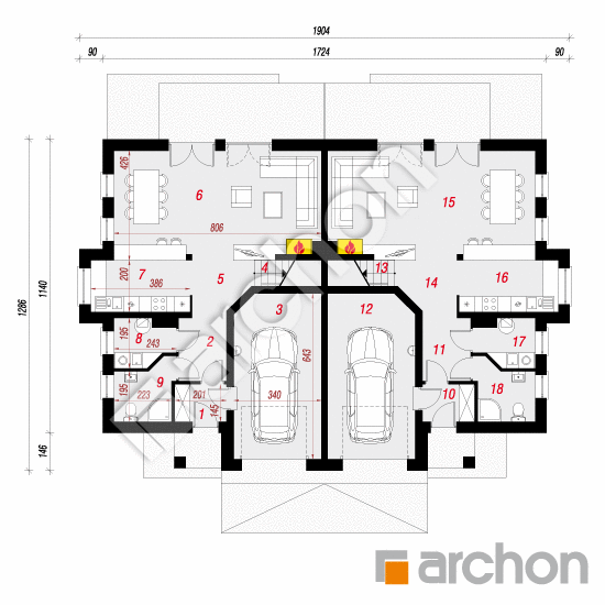 Проект дома ARCHON+ Дом в клематисах 16 План першого поверху
