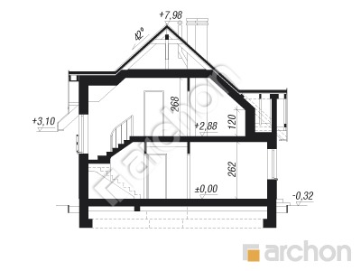 Проєкт будинку ARCHON+ Будинок в горошку вер. 2 Розріз будинку