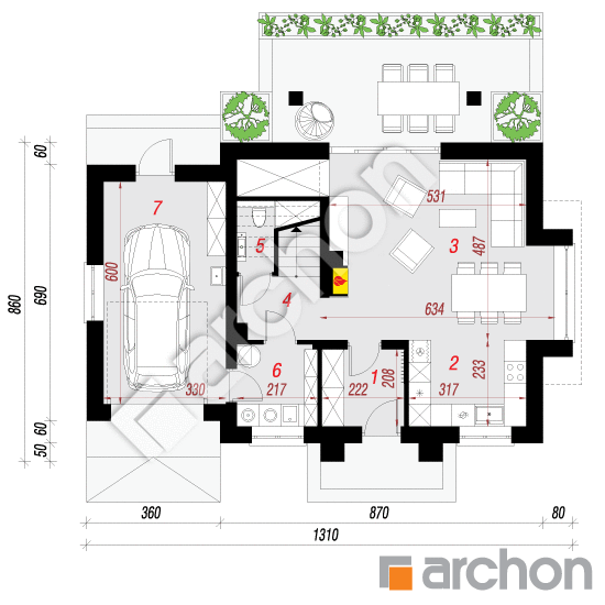 Проект будинку ARCHON+ Будинок в лантані 2 вер.2 План першого поверху